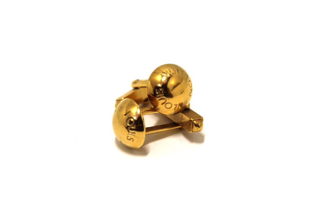 Louis Vuitton Gold Bouton de Manchette Crew Gold Cufflinks with Green –  Italy Station
