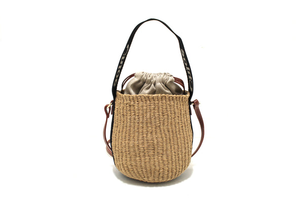 NEW  Chloé Woody Woven with Black Logo Strap Tops Basket Bag