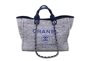 Chanel Blue Tweed Maxi Deauville Shopping Tote