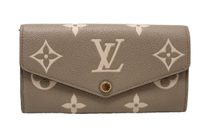 Louis Vuitton Bicolor Tourterelle Gray/Cream Monogram Empreinte Leather Sarah Wallet