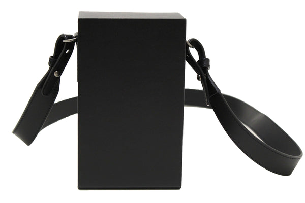 Fendi Black Leather Vertical Mini Box Messenger Bag