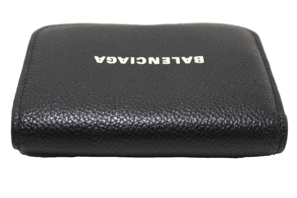 Balenciaga Black Grained Calfskin Leather Cash Mini Wallet