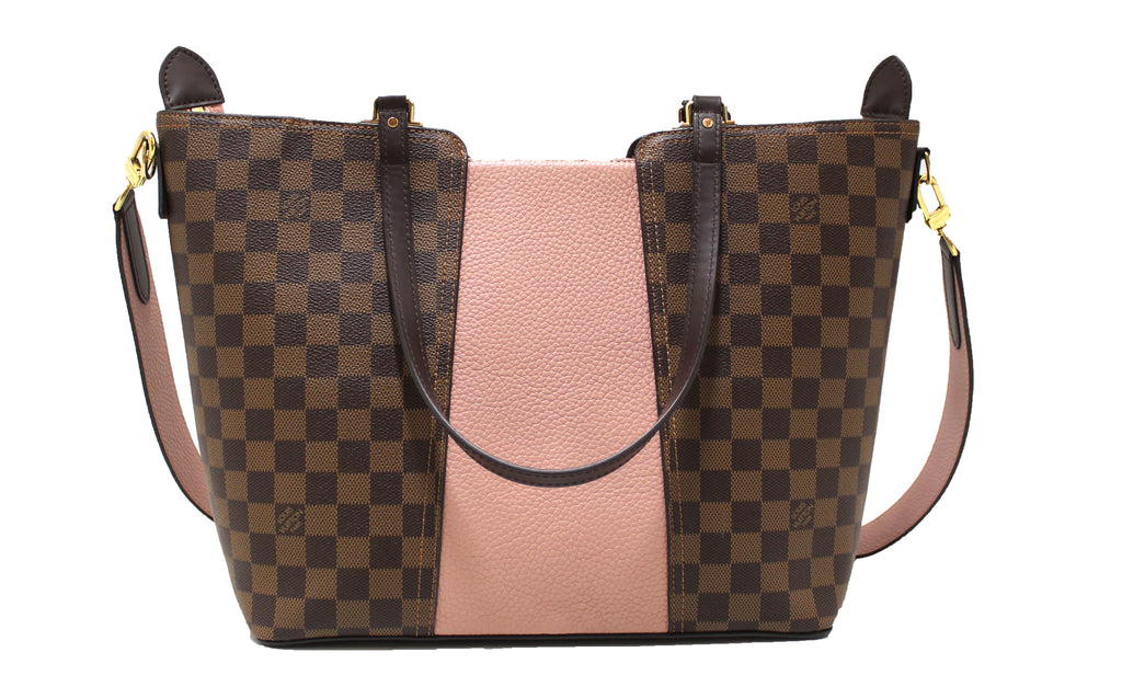 Louis Vuitton Brown Damier Ebene Coated Canvas And Pink Leather