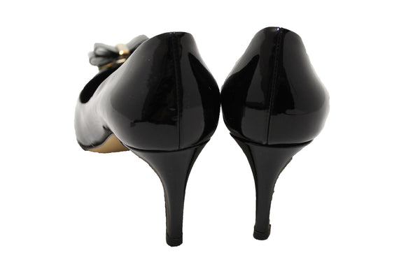 Salvatore Ferragamo Black Patent Leather Zeri Pointed Toe Pump Size 7.5