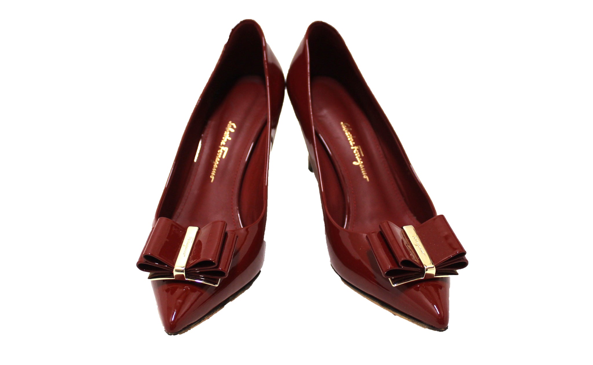 Salvatore Ferragamo Red Patent Leather Zeri Pointed Toe Pump Size 7.5