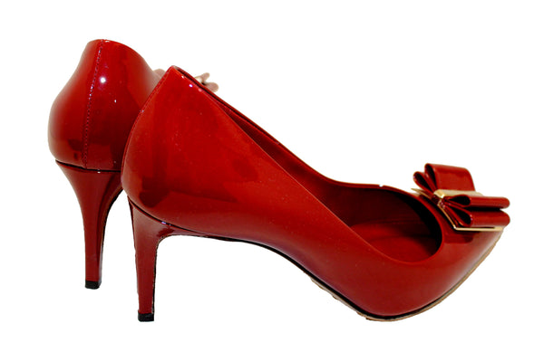 Salvatore Ferragamo Red Patent Leather Zeri Pointed Toe Pump Size 7.5