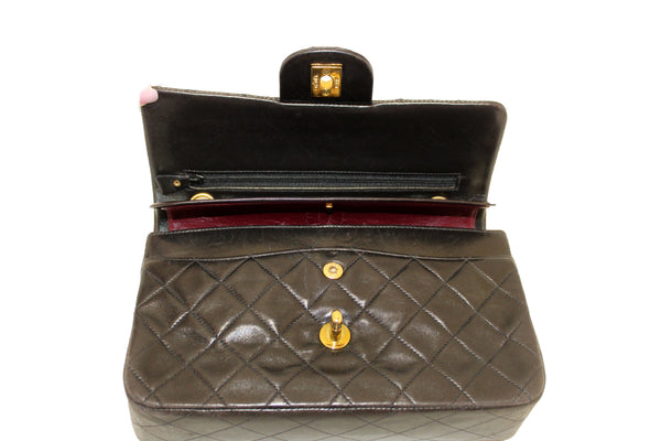 Chanel Vinatge Black Lambskin Leather Classic Medium Double Flap Bag