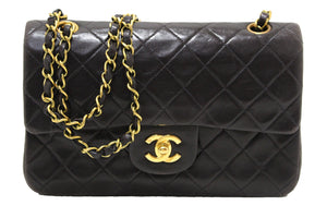 Chanel Vinatge 黑色小羊皮經典中型雙蓋包