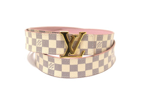 Louis Vuitton LV Iconic Damier Azur and Rose Pink 30MM 雙面腰帶 36”