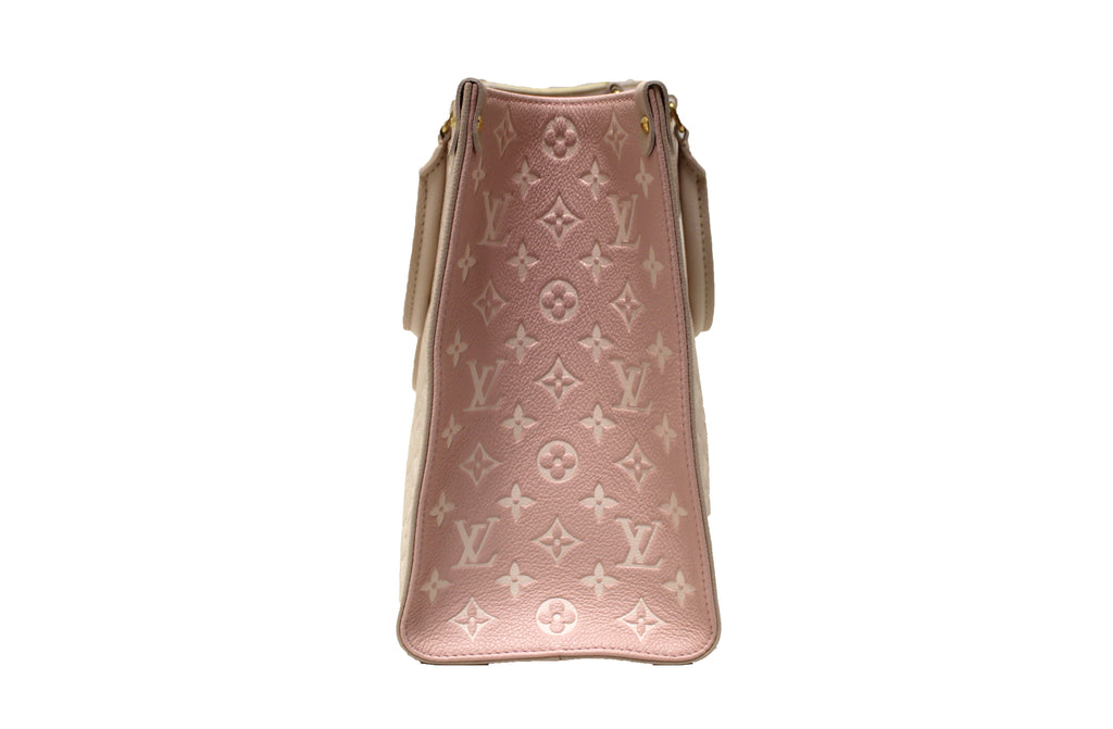 Authentic NEW Louis Vuitton Rose Beige Monogram Empreinte Cowhide Leather  OnTheGo MM Bag – Italy Station