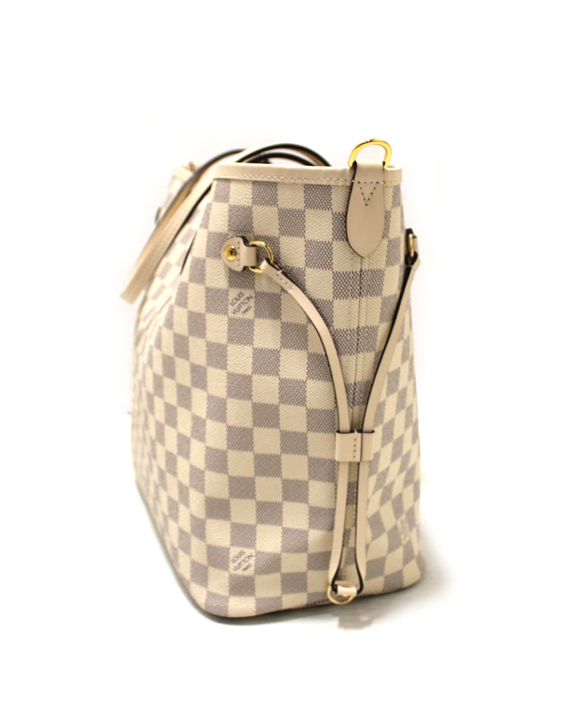 Louis Vuitton Damier Azur Coated Canvas Braided Neverfull MM Gold