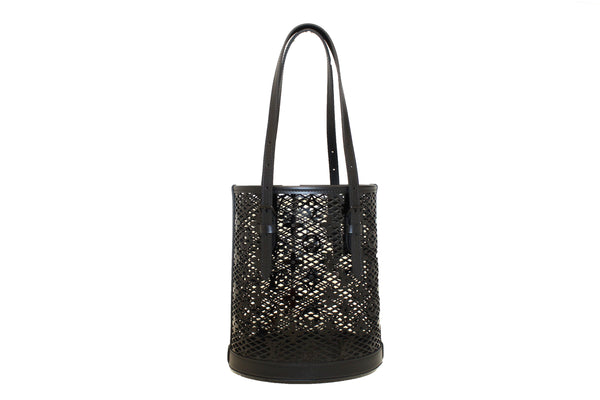 Louis Vuitton Limited Edition Nicolas Ghesquiere's Monogram Lace Black Patent Leather Bucket Shoulder Bag