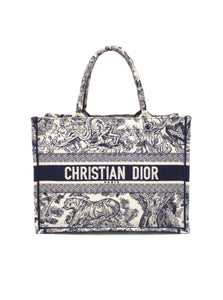 Christian Dior Blue Toile de Jouy Embroidery Medium Dior Book Tote