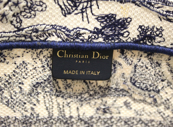 Christian Dior Blue Toile de Jouy Embroidery Medium Dior Book Tote