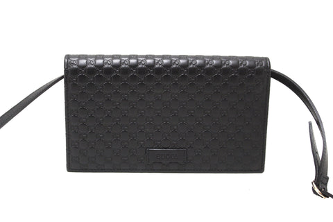 Gucci Black Microguccissima Leather Wallet With Strap