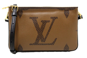Louis Vuitton Monogram Giant Reverse and Monogram Canvas Double Zip Pochette Bag
