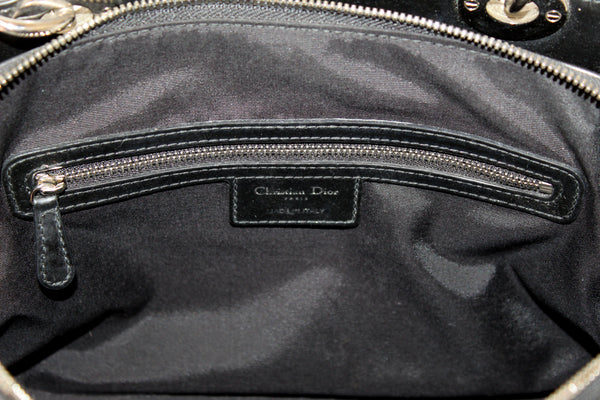 Christian Dior Black Cannage Quilted Patent Leather Small Dior Soft Tote Bag