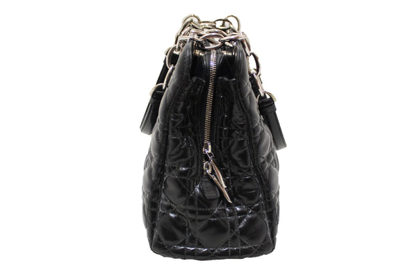 克里斯蒂安·迪奧（Christian dior Black Black）con縫patent patent Leather Small dior軟手提袋