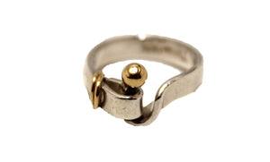 Tiffany & Co. 18K Gold & Sterling Silver 925 Hook and Eye Love Knot Ring Size 5.5