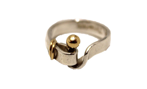 Tiffany & Co. 18K Gold & Sterling Silver 925 Hook and Eye Love Knot Ring Size 5.5