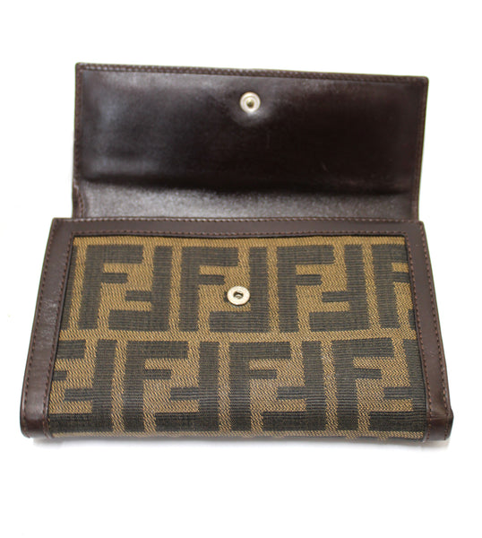 Fendi Zucca FF Logo Print Trifold Wallet