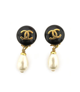 chanel clip on drop earrings