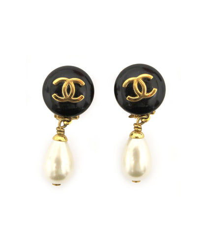 Chanel 復古經典 CC 帶珍珠吊墜耳環