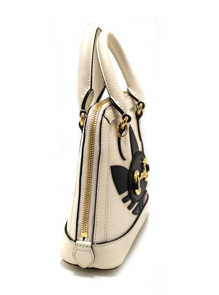 Limited Edition Adidas x Gucci Horsebit 1955 Mini Top Handle White Leather Bag