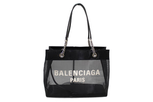 Balenciaga 黑色網狀免稅中型購物托特包
