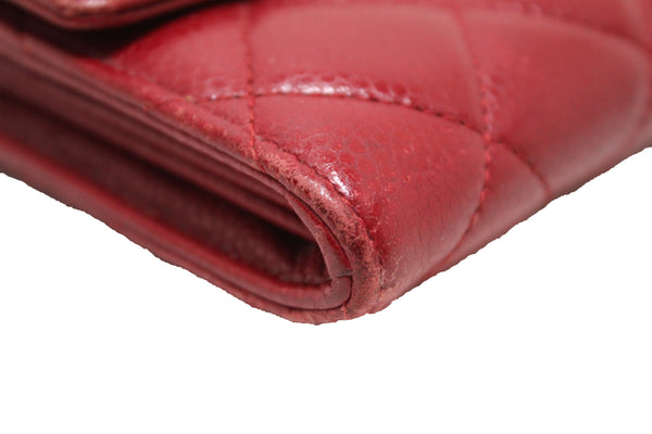 Chanel Red Caviar Leather Quilted Long Flap Wallet