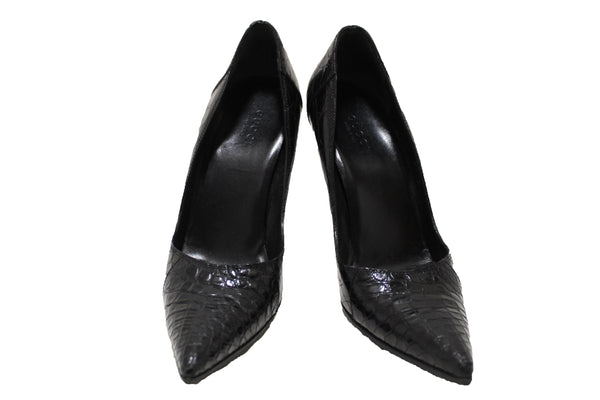 Gucci Black Crocodile Closed Toe Pumps Shoes Size 5.5B