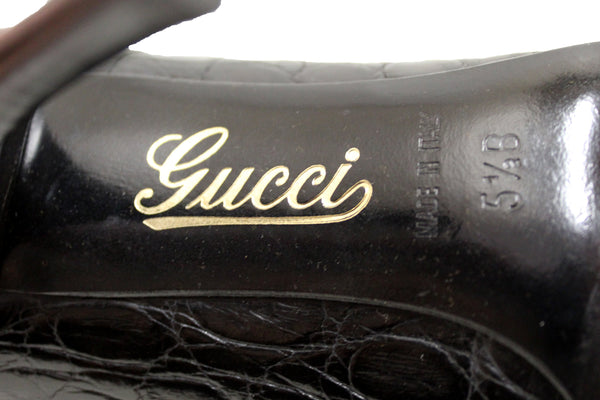 Gucci Black Crocodile Closed Toe Pumps Shoes Size 5.5B