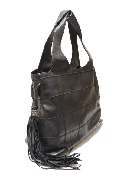 Chanel Square Stitch Tassel Leather Hobo Shoulder Bag