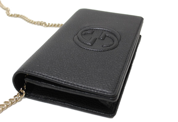 NEW Gucci Black Soho Disco Leather Wallet On Chain Cross Body Bag
