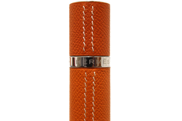 Hermes Orange Leather Perfume Refillable Case Holder