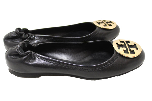 Tory Burch Black Leather Ballet Flat Shoes Size 8.5