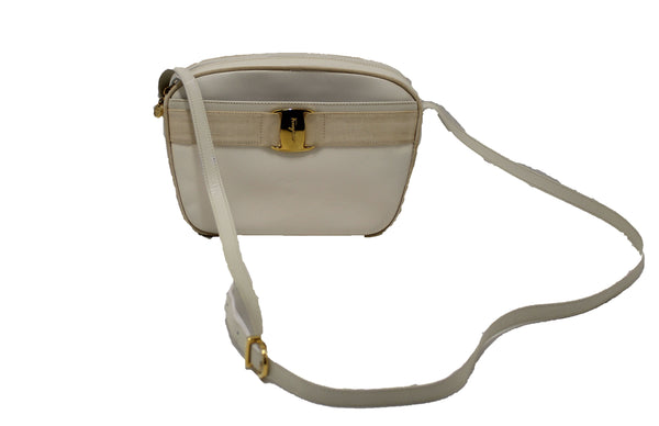Salvatore Ferragamo White Cowhide Leather Crossbody Handbag