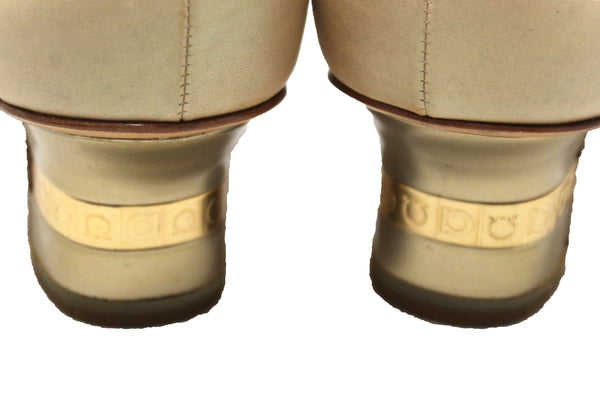 Salvatore Ferragamo Beige Calf Leather Pumps Size 8B