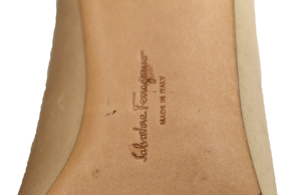 Salvatore Ferragamo Beige Calf Leather Pumps Size 8B