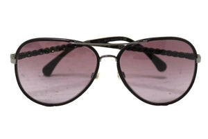 Chanel Violet Calfskin/Metal Aviator Pilot Sunglasses 4219Q