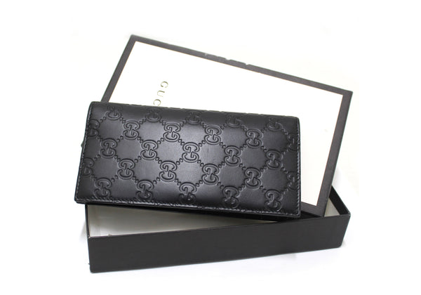 Gucci Black Guccissima Leather Long Wallet