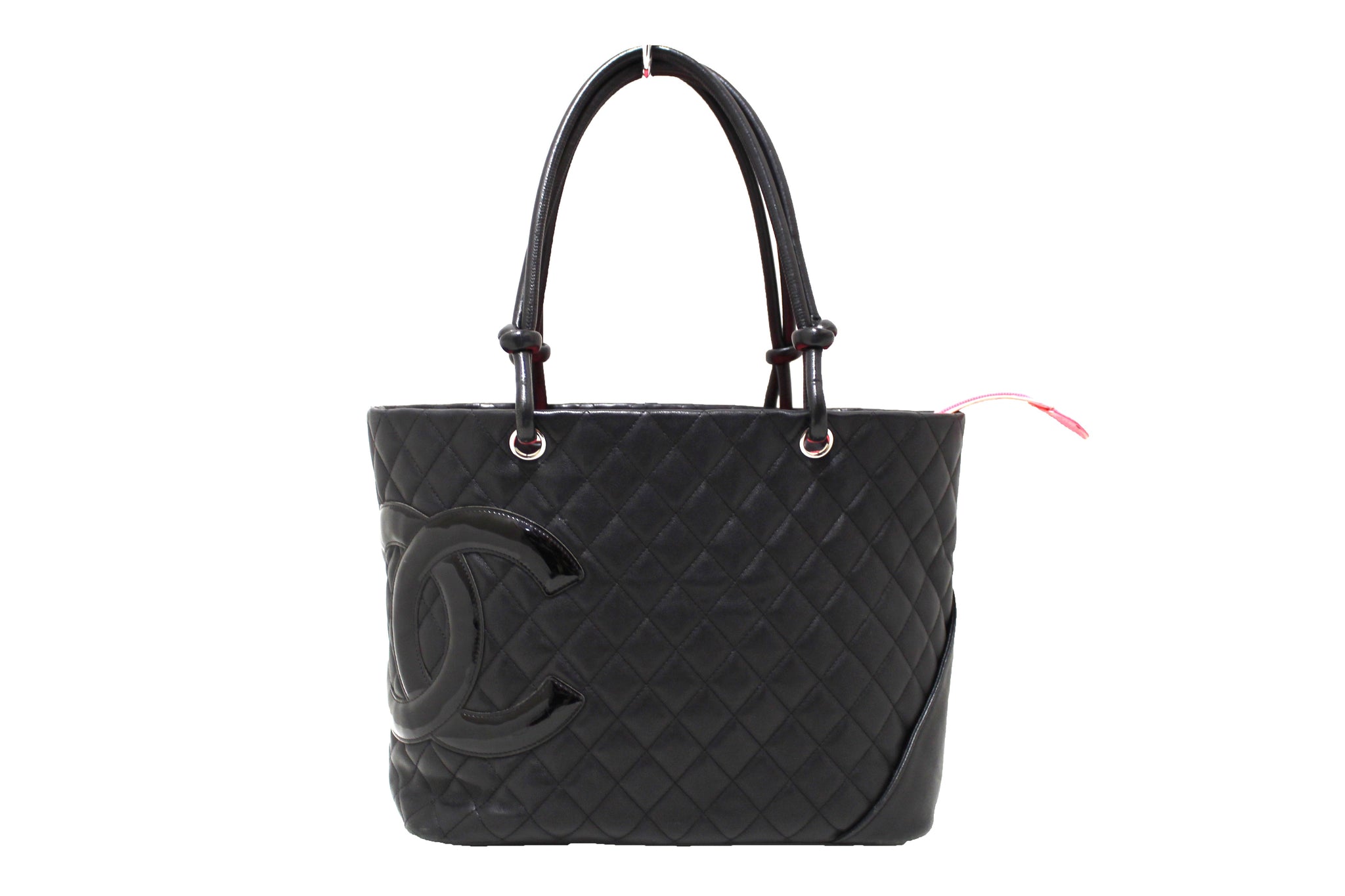 Chanel cambon line quilted shoulder bag black white leather ladies CHANEL
