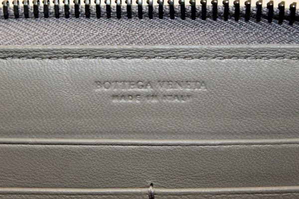 Bottega Veneta Grey Nappa Intrecciato Leather Zip Around Wallet