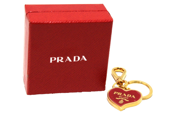 新的Prada紅色心鑰匙戒指/袋子魅力