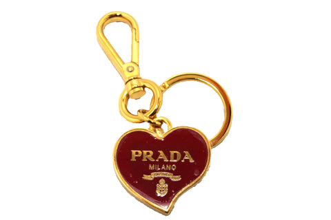 新的Prada紅色心鑰匙戒指/袋子魅力