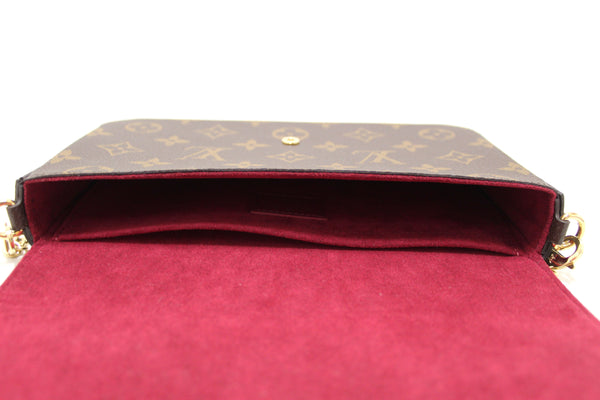 Louis Vuitton Classic Monogram and Fuchsia Pink Felicie Pochette Crossbody Bag
