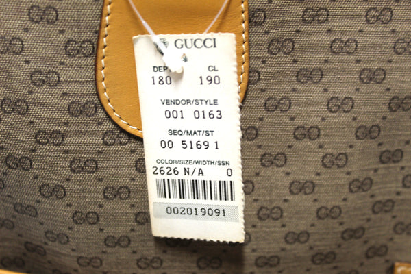Gucci復古棕色GG畫布，帶有網狀條紋手提袋
