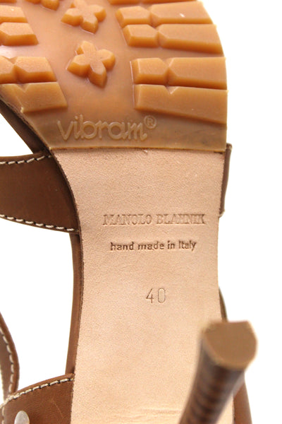 Manolo Blahnik Brown Leather Slingback Pumps Size 40