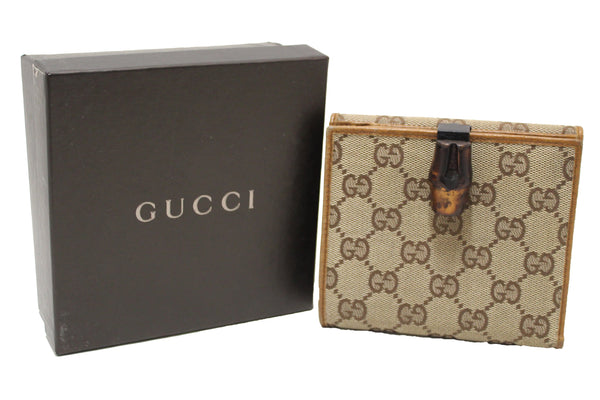 Gucci Brown GG Vintage Bamboo Bilfold Wallet