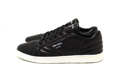 Prada Black Quilted Low Top Sneakers Shoes Size 40.5